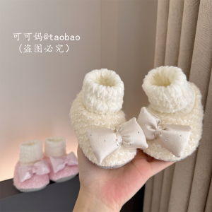 冬季女宝宝软底保暖公主棉鞋 0-12个月新生儿步前鞋护脚套