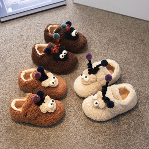 “2024冬款儿童卡通毛毛鞋 男女童软底加绒保暖二棉鞋外穿”