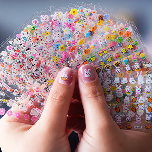 儿童公主防水卡通背胶美甲贴纸 小兔子图案宝宝玩具指甲贴花