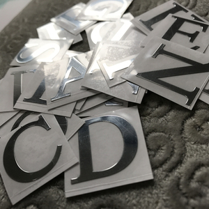 超薄纯金属镀银26大写英文字母手机个性姓名首字母贴纸