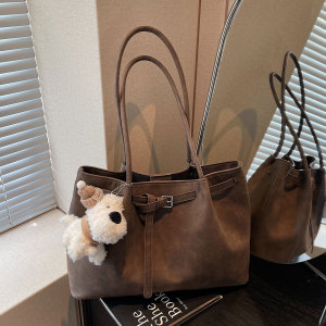 2025新款复古麂皮绒托特包 时尚小众通勤百搭大容量单肩腋下包女