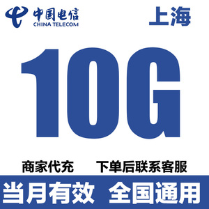 上海中国电信10G全国通用流量月包 当月有效充值