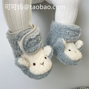 秋冬1岁男女宝宝卡通加厚保暖棉鞋袜 3-9月地板袜婴儿棉鞋