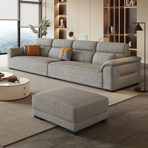 柏丝纳意式奶油风棉麻布艺沙发 现代简约三四人位客厅可拆洗沙发