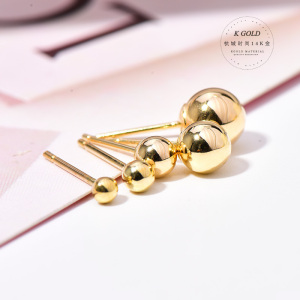 韩国10K 14K金甜美气质耳钉 男女通用极简耳骨钉不褪色耳饰